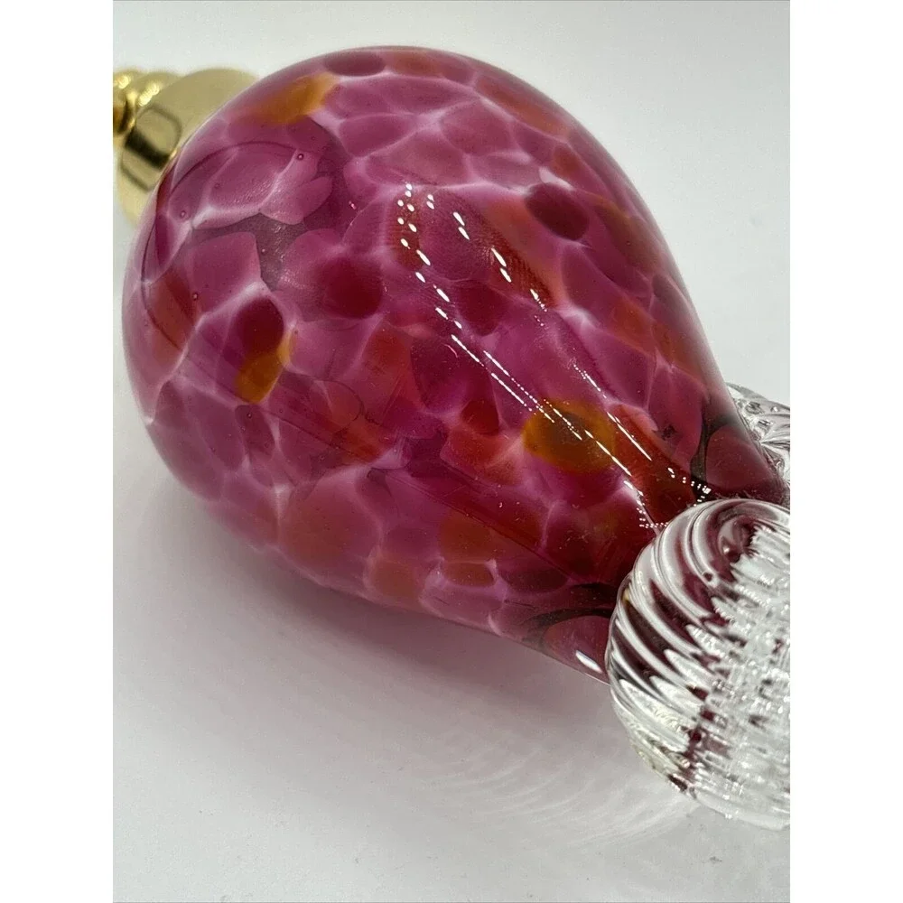 Hand Blown Glass Perfume Bottle Atomizer Pink/Red/Orange/Clear Swirl 8